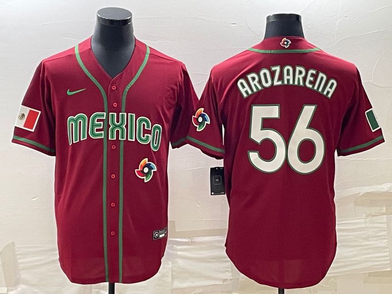 Men 2023 World Cub Mexico #56 Arozarena Red Nike MLB Jersey